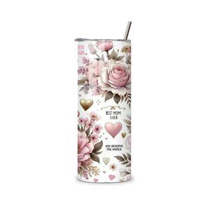 Custom Best Mom Ever Floral Tumbler